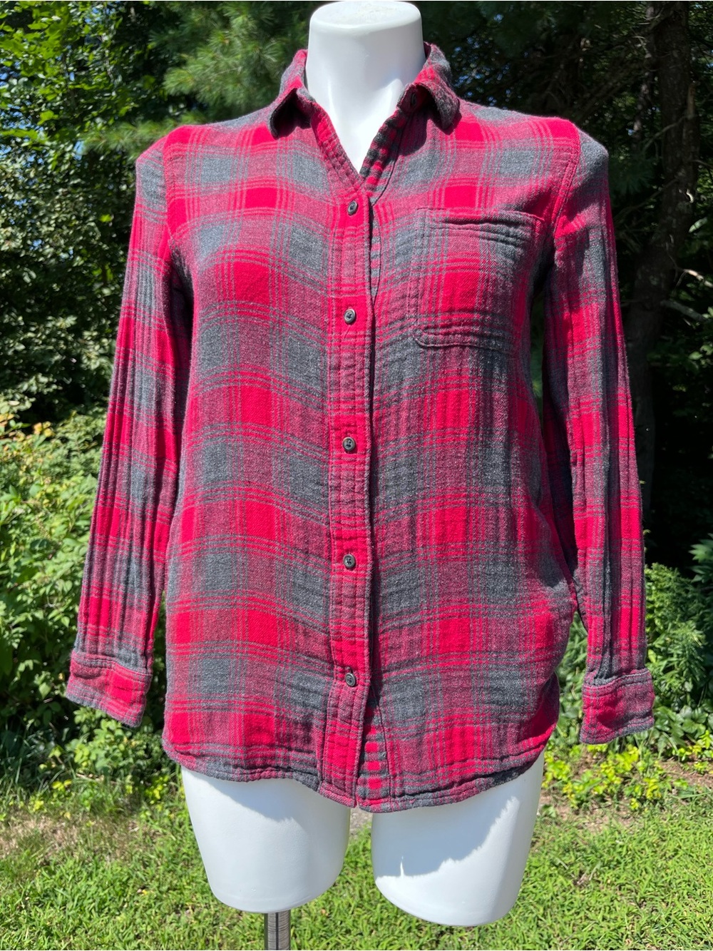 Madewell super soft red and gray flannel with pockets size XS
